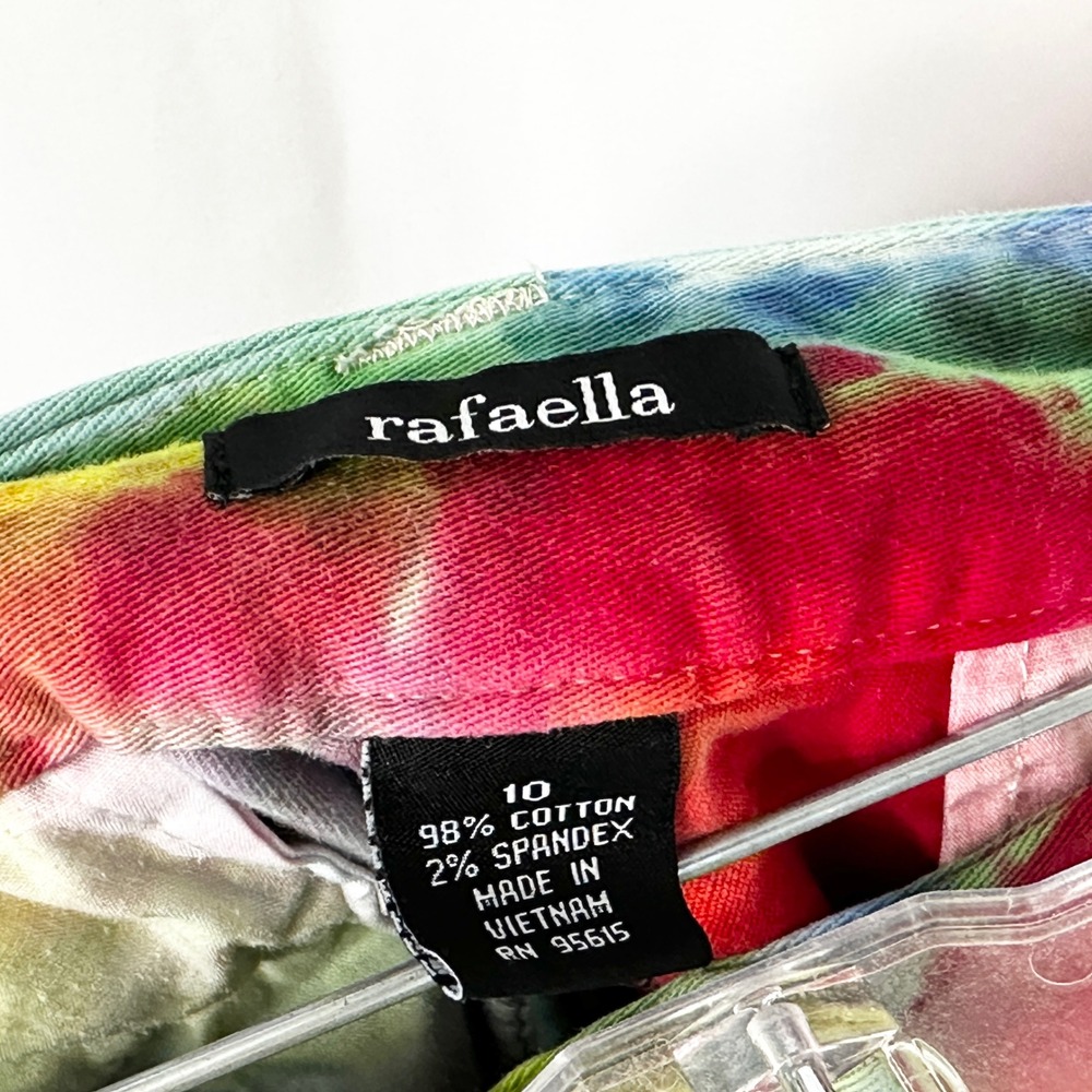 Rafaella Size 10 Shorts Handmade Tie Dye Bermuda Blue Yellow Red Mid Rise 436 - Picture 12 of 12